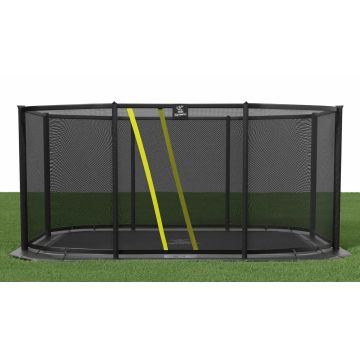 Flat to the ground Trampoline Rechthoekig Magic Circle Pro Grey 525x305 cm met veiligheidsnet