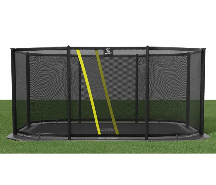 Flat to the ground Trampoline Rechthoekig Magic Circle Pro Grey 525x305 cm met veiligheidsnet