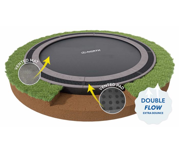 Flat to the ground trampoline North 430 cm grijs