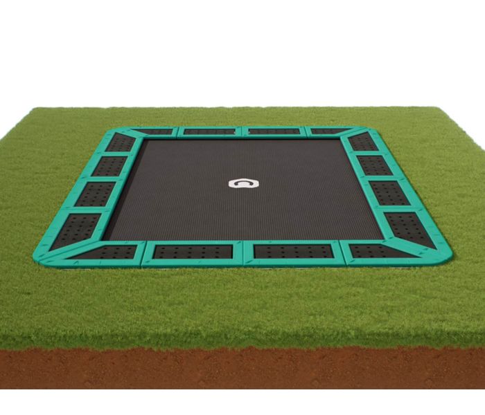 Flat to the ground Trampoline Rechthoekig Capital Play Groen 335 x 244 cm met details