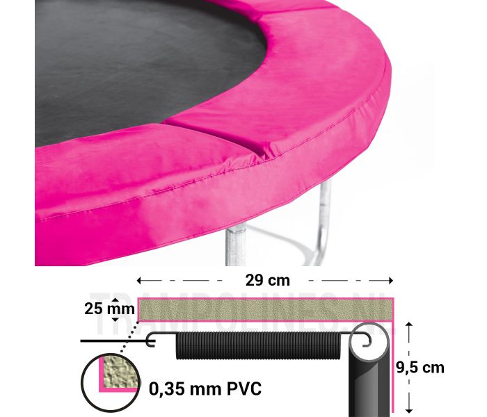 Trampoline rand roze 244 cm met afmetingen