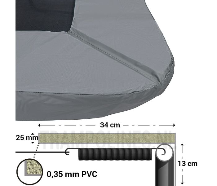 Trampoline Rand Rechthoekig Magic Jump Grey 153 x 214 cm afmetingen