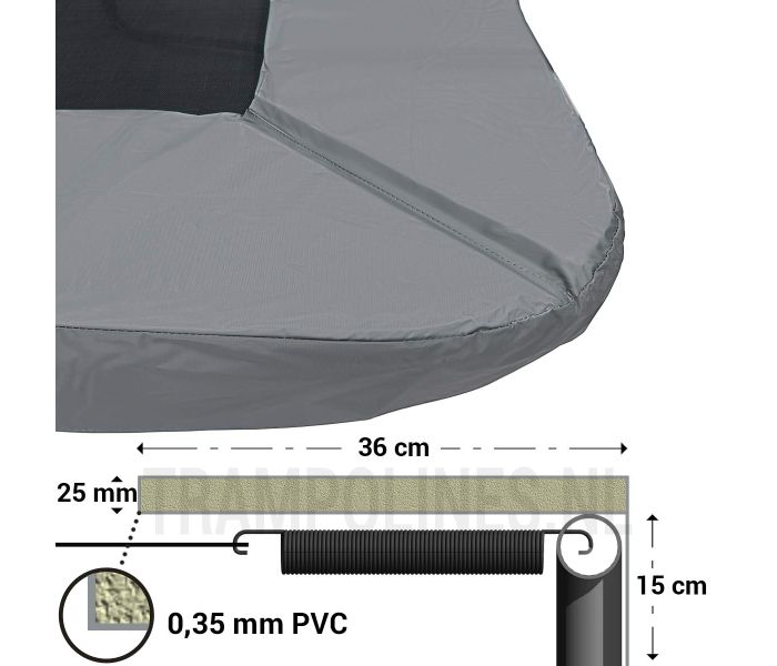 Trampoline Rand Rechthoekig Magic Jump Grey 214 x 305 cm met afmetingen