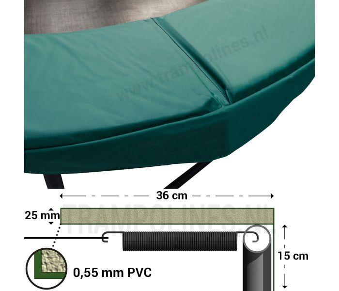 Trampoline Rand Magic Circle Pro 360 - 366 cm met afmeting