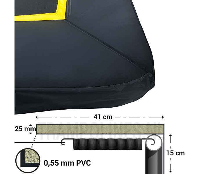 Trampoline Rand Rechthoek Magic Circle Pro Black 244 x 366 cm met afmetingen