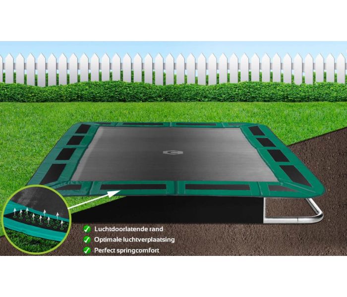 Flat to the ground Trampoline Rechthoekig Capital Play Groen 305 x 183 cm
